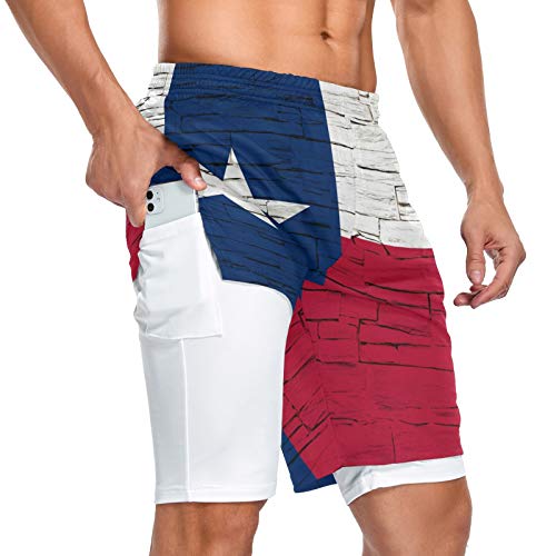 Vnurnrn Texas State Flag 2-in-1 Workout Shorts