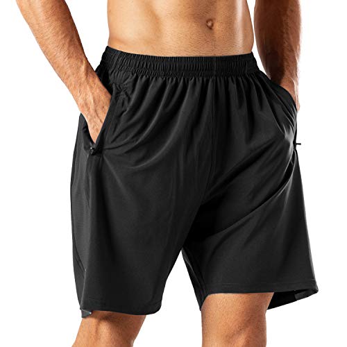 HMIYA Men's Quick Dry Workout Shorts with Zipper Pockets