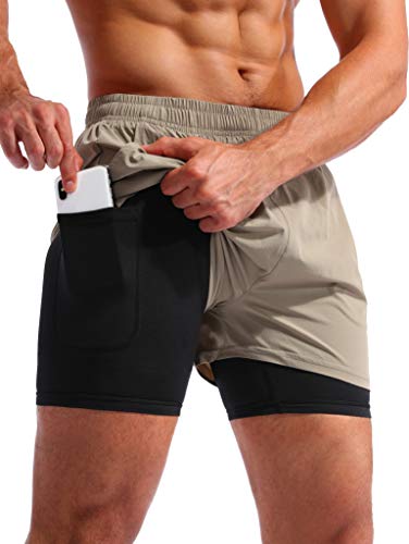 Pudolla Men’s 2 in 1 Running Shorts - Lightweight and Functional