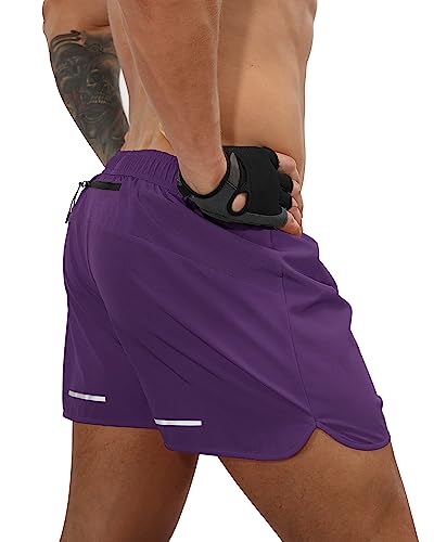 Purple Running Shorts with Back Zipper Pocket