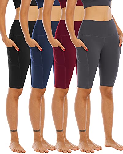 WHOUARE Women's Biker Yoga Shorts with Pockets