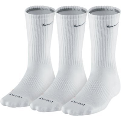 Nike Dri-FIT Crew Socks, White, 3-Pair Pack