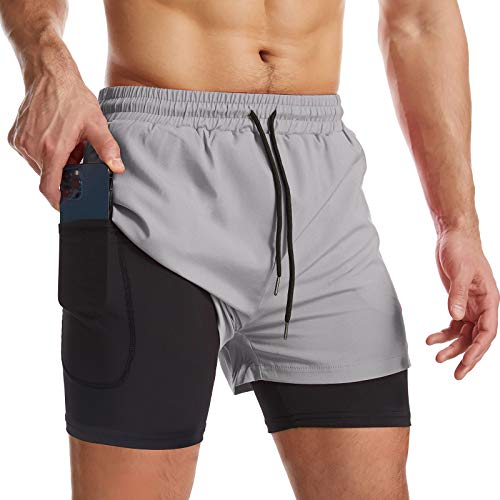 Surenow Quick Dry Athletic Shorts with Zip Pockets
