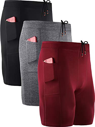 NELEUS Men's 3 Pack Running Compression Shorts