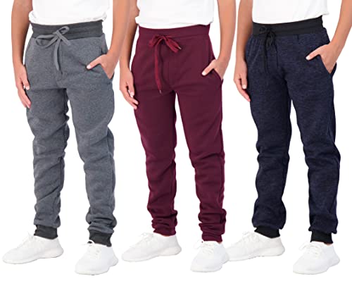 Youth Active Athletic Fleece Jogger Sweatpants - Set of 3