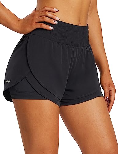 BALEAF Women's 2 in 1 Spandex High Waisted Athletic Shorts