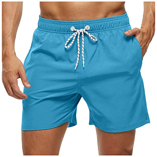 Women's Blue Compression Shorts with Pockets