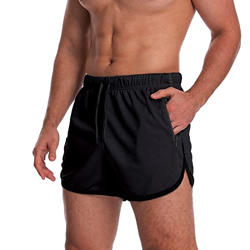 OEBLD Men's Gym Shorts with Zipper Pockets