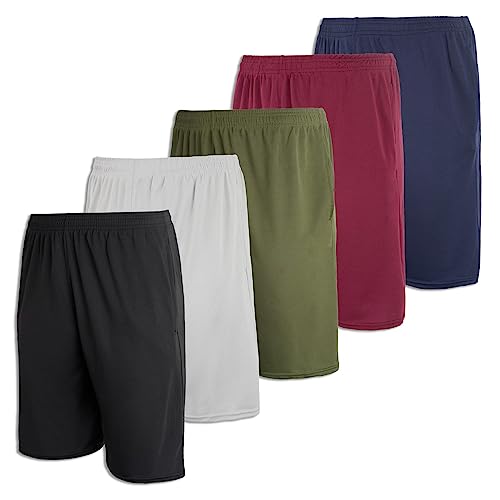 Real Essentials Mens Mesh Sweat Shorts - Pack of 5