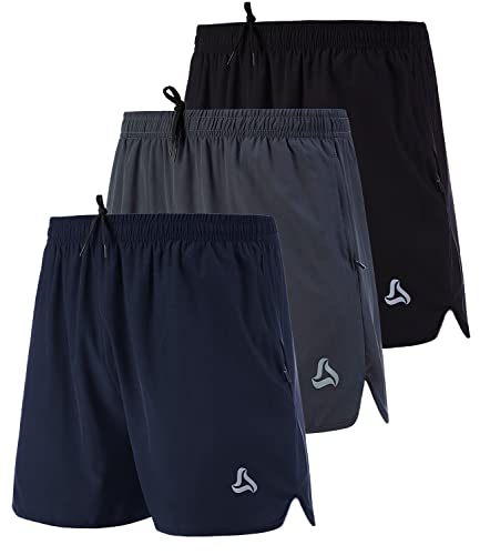 SILKWORLD Men's Running Stretch Quick Dry Shorts (Pack of 3)