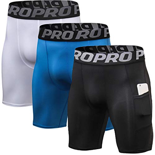Compression Running Shorts with Phone Pocket 3 Pack