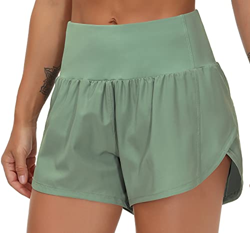 THE GYM PEOPLE Womens High Waisted Running Shorts