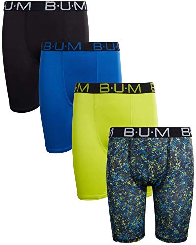 B.U.M. Equipment Boys’ Underwear – 4 Pack Long Leg Athletic Compression Boxer Briefs