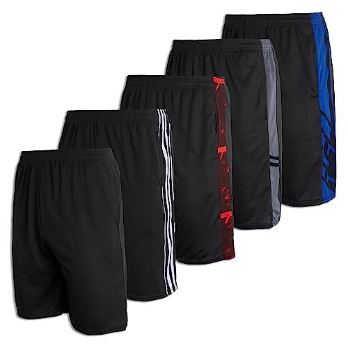 Real Essentials Mens Mesh Athletic Shorts - 5-Pack Set