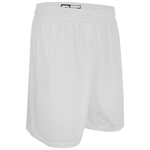 Youth Solid Color Performance Nylon Mesh Sport Short (White, Small)