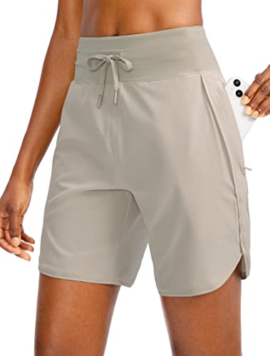 Dyorigin Women's Athletic Running Shorts with 3 Zipper Pockets