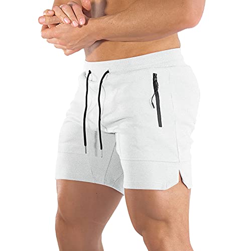 BUXKR Men's Workout Shorts: Quick Dry Gym Shorts with Zipper Pockets