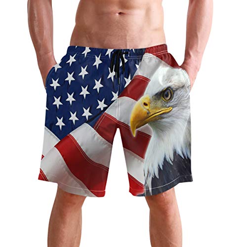 Men's American Flag Eagle Beach Shorts