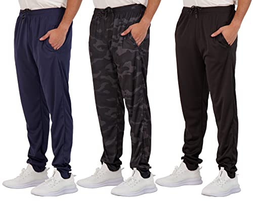Mens Tech Mesh Active Sports Training Joggers - 3 Pack