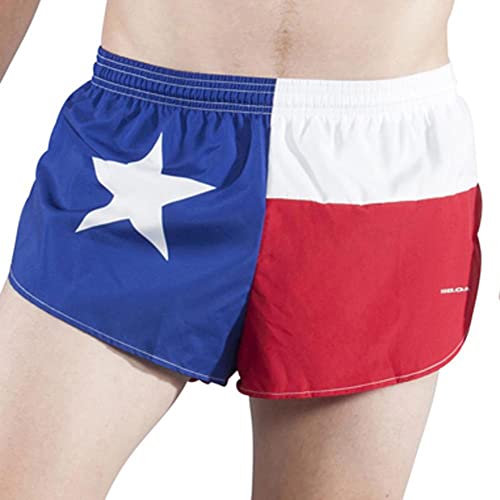 BOA Men's 1" Elite Split Leg Texas Flag Running Shorts