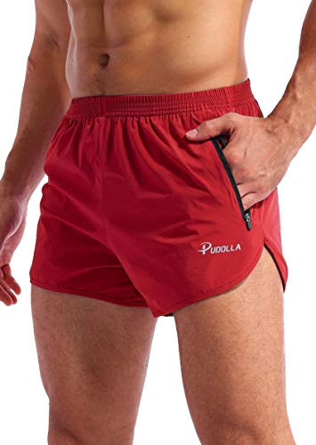 Pudolla Men’s Running Shorts - Quick Dry Gym Athletic Workout Shorts