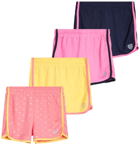 Body Glove Girls' Active Shorts - 4 Pack Mesh Athletic Performance Gym Dolphin Shorts