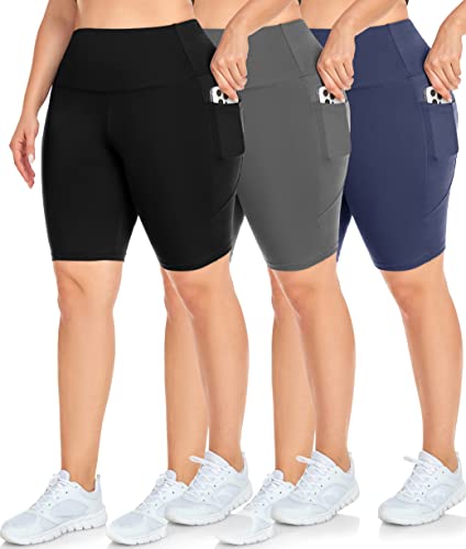 Plus Size Biker Shorts with Pockets - High Waisted Yoga Pants