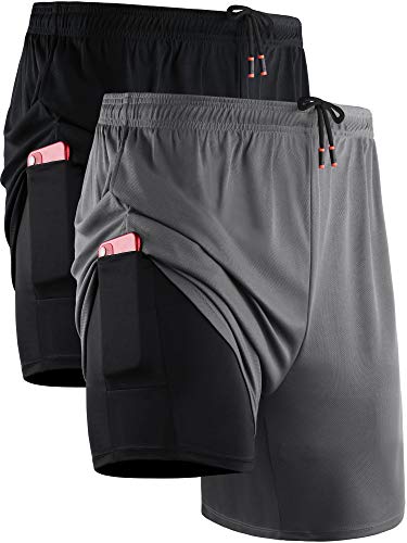 NELEUS Men's 2 in 1 Running Shorts with Liner