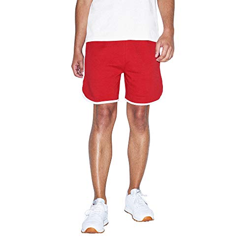American Apparel Interlock Basketball Shorts, Red/White, Large