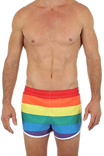 UZZI Men's Rainbow Running Shorts Swimwear Trunks