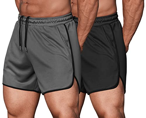 COOFANDY Mens Gym Shorts with Pockets, 2 Pack