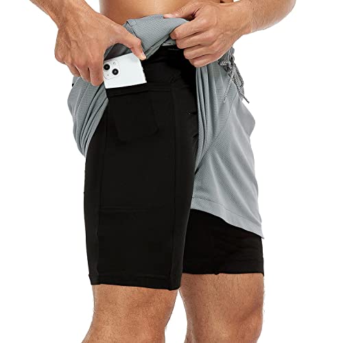 Century Star Men's Running Shorts with Compression and Pockets