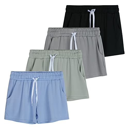 Real Essentials 4 Pack: Girls Active Athletic Performance Shorts