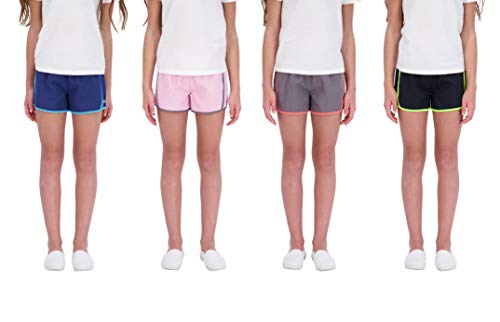 Hind Girls Activewear Shorts - 4-Pack (Black-Blue-Gray-Lilac, 6X)