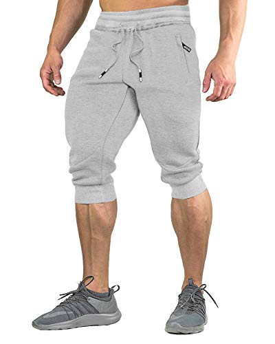 FASKUNOIE Men's Long Gym Workout Shorts with Pockets