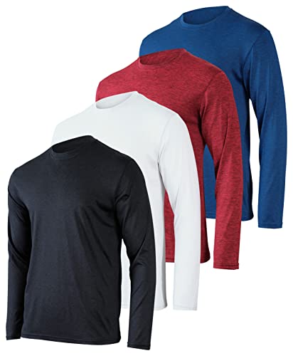 4 Pack: Men's Quick Dry Long Sleeve Gym Tee Shirt