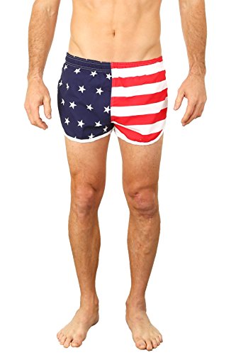 UZZI American Flag Running Swimwear Trunks