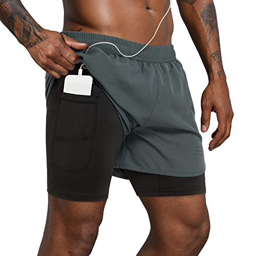 Lulucleaf 2-in-1 Workout Athletic Shorts for Men