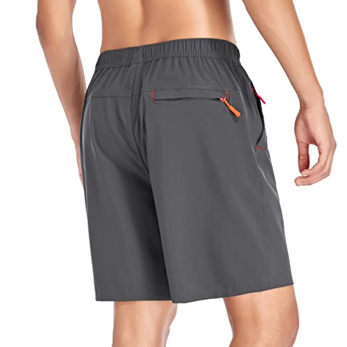 Men's Quick Dry Athletic Running Shorts with Zipper Pockets