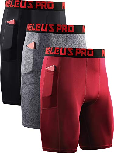 NELEUS Men's Compression Shorts with Pockets - Comfortable and Functional