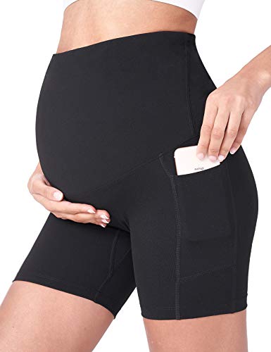 POSHDIVAH Maternity Yoga Shorts with Belly Bump Support
