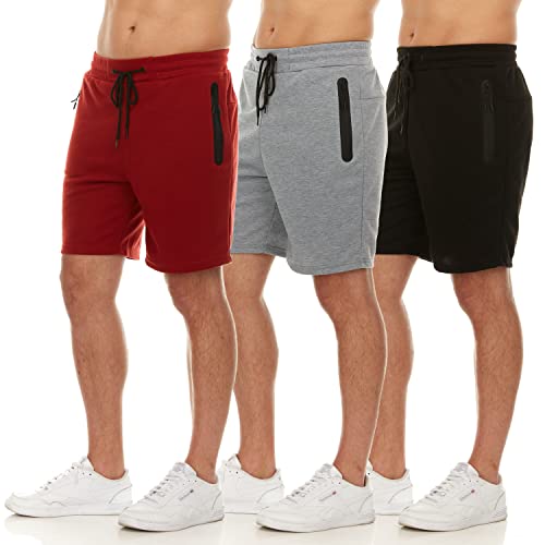 PURE CHAMP Mens Shorts 3 Pack Tech Fleece Gym Shorts