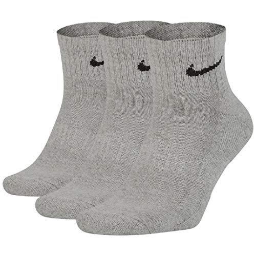 Nike DRI FIT 3 Pair Quarter/Ankle Socks (GREY)
