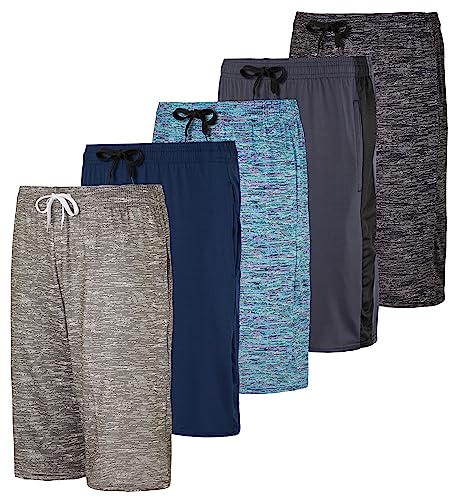 5 Pack: Youth Printed Shorts Camo Kids Athletic Knit Mesh