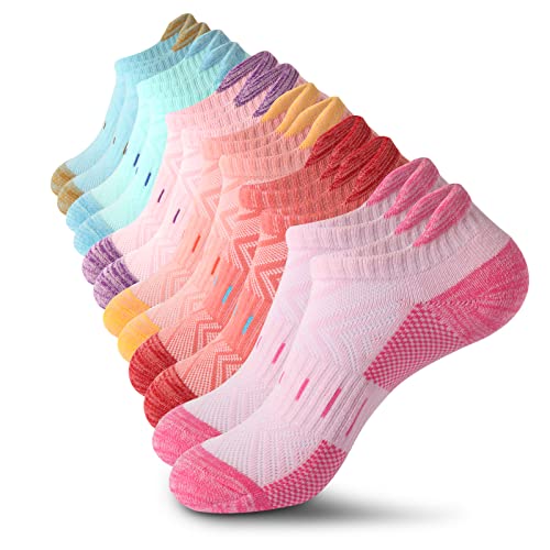 YOJOOM Ankle Socks for Women Athletic Running No Show Socks Cushioned Low Cut Hiking Sports Womens Sock 6 Pairs