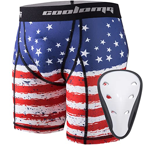 COOLOMG Men Compression Shorts with Cup