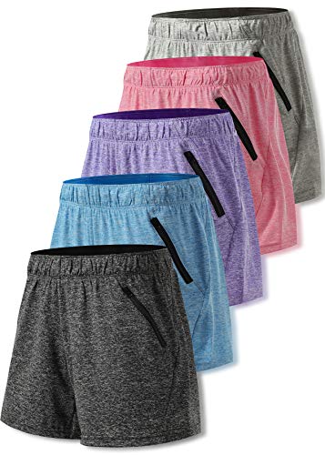 5 Pack: Womens Workout Gym Shorts Casual Lounge Set