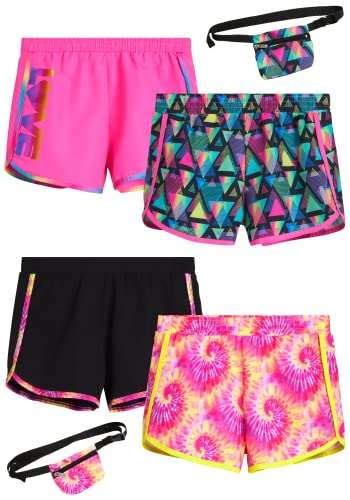 dELiA*s Girls' Active Shorts - 4 Pack with Fanny Pack
