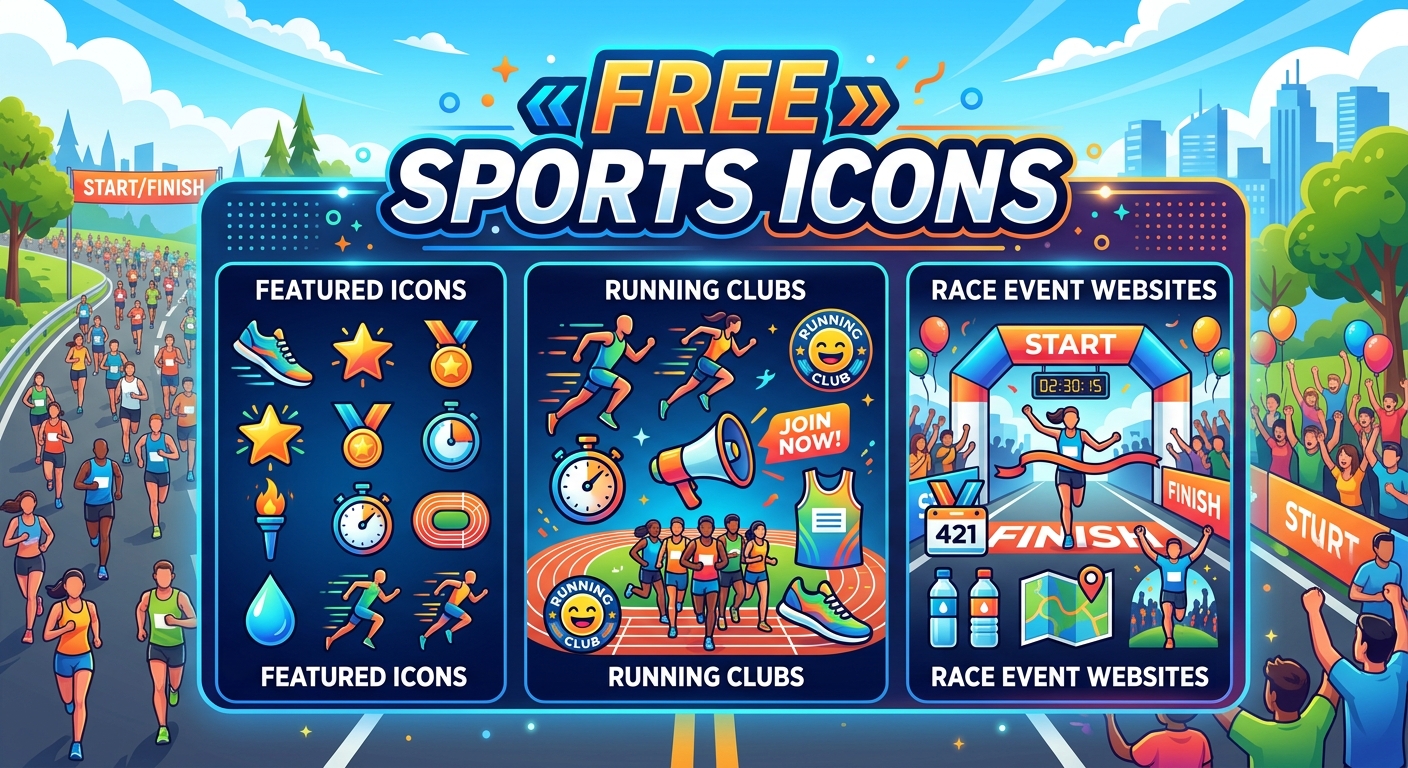 Free Sports Icons for Running Clubs and Race Event Websites